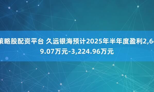 策略股配资平台 久远银海预计2025年半年度盈利2,649.07万元-3,224.96万元